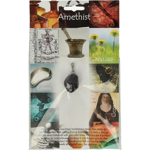afbeelding van Hanger gezondheidssteen amethyst donker
