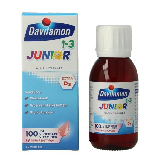 afbeelding van Junior 1+ vloeibare vitamines framboos