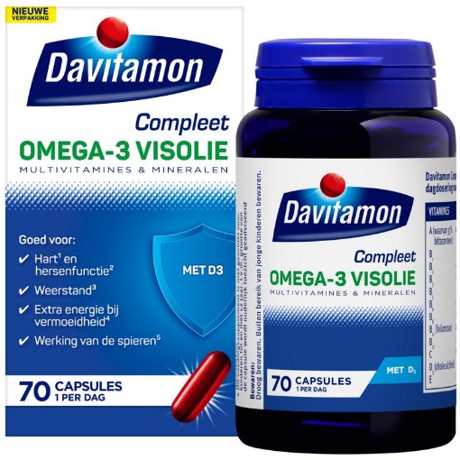 Mechanisch Tweet Pijlpunt Davitamon Compleet omega 3 vis 70cap kopen? | Bioflora Health Products