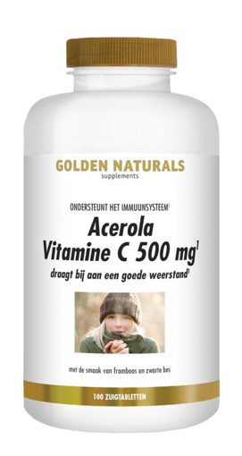 Golden Naturals Acerola Vitamine C 500 mg 100 zuigtabletten afbeelding