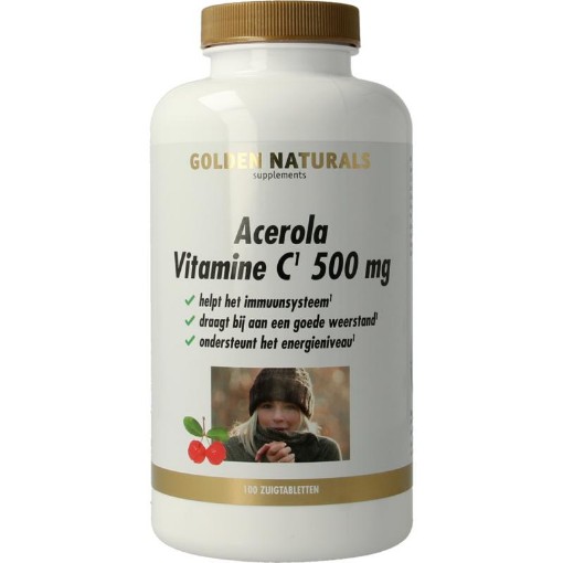 Golden Naturals Acerola Vitamine C 500 mg 100 zuigtabletten afbeelding