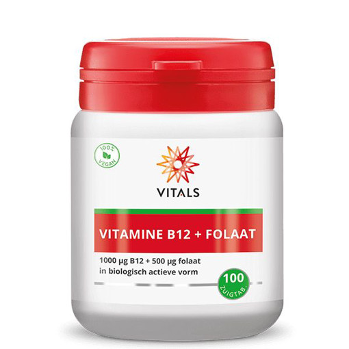 Vitals Vitamine B12 1000 mcg folaat 500 mcg 100 zuigtabletten afbeelding
