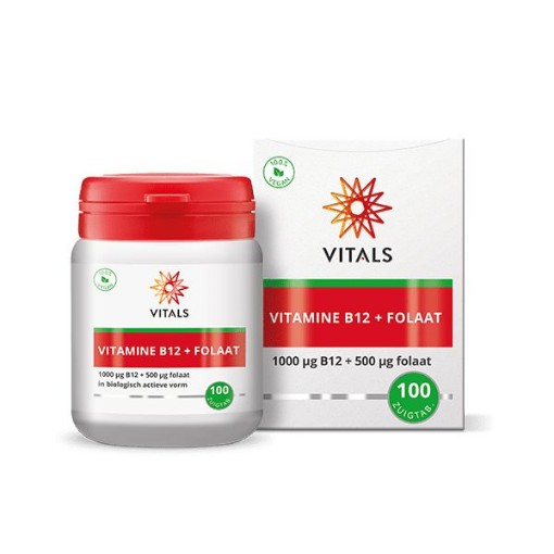 Vitals Vitamine B12 1000 mcg folaat 500 mcg 100 zuigtabletten afbeelding