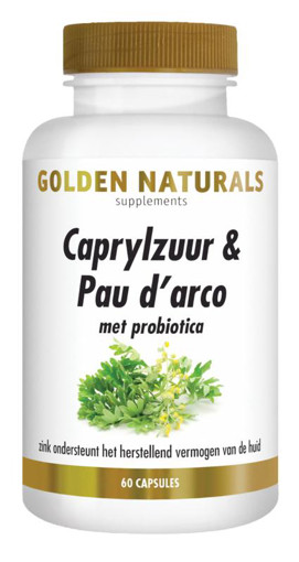Golden Naturals Caprylzuur & Pau d'arco 60 vegacapsules afbeelding