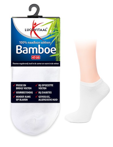 afbeelding van Bamboe enkelsok wit 43-46