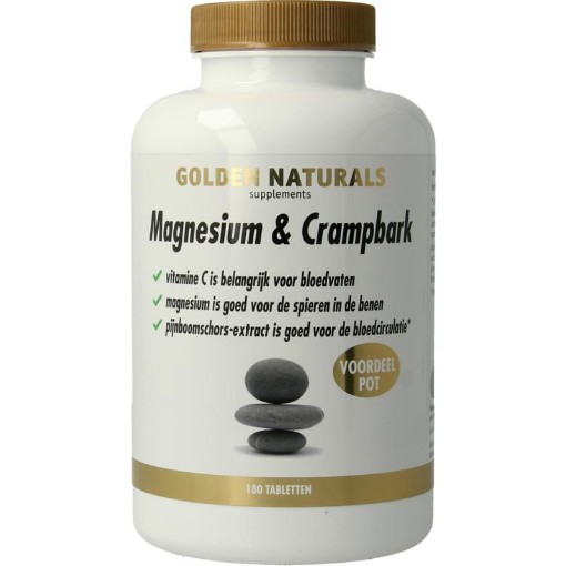 Golden Naturals Magnesium & Crampbark 180 tabletten afbeelding
