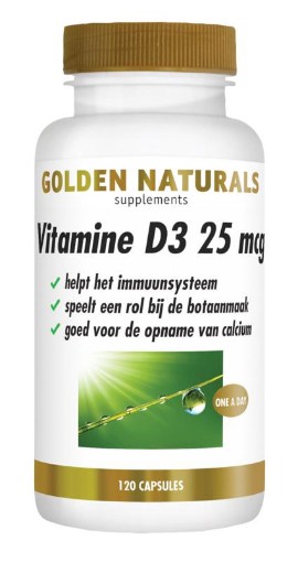 Golden Naturals Vitamine D3 25 mcg 120 softgels afbeelding