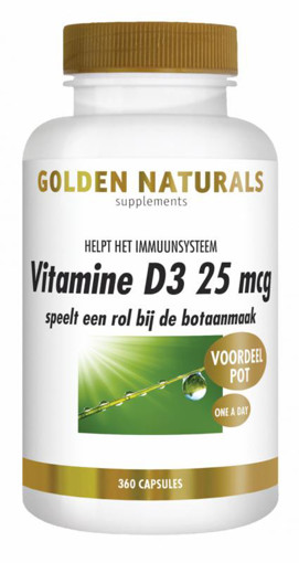 Golden Naturals Vitamine D3 25 mcg 360 softgels afbeelding