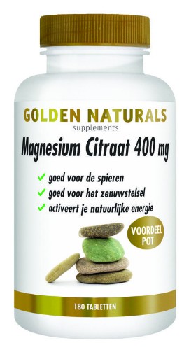 Golden Naturals Magnesium Citraat 400mg 180 tabletten afbeelding