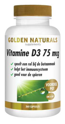Golden Naturals Vitamine D3 75 mcg 360 softgels afbeelding