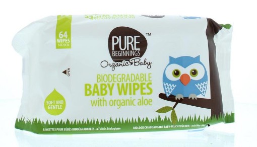 afbeelding van Biodegradable baby wipes aloe