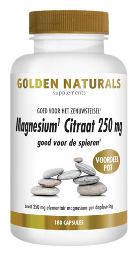Golden Naturals Magnesium Citraat 250 mg 180 capsules afbeelding