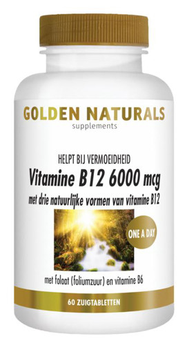 Golden Naturals Vitamine B12 6000 mcg 60 zuigtabletten afbeelding