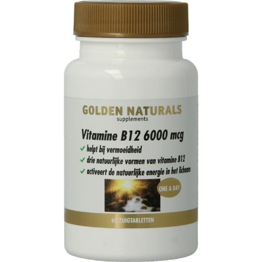 Golden Naturals Vitamine B12 6000 mcg 60 zuigtabletten afbeelding