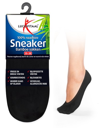 afbeelding van bamboe sneakersok zwart 43-46