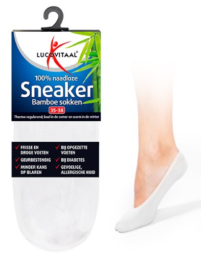 afbeelding van bamboe sneakersok wit 43-46