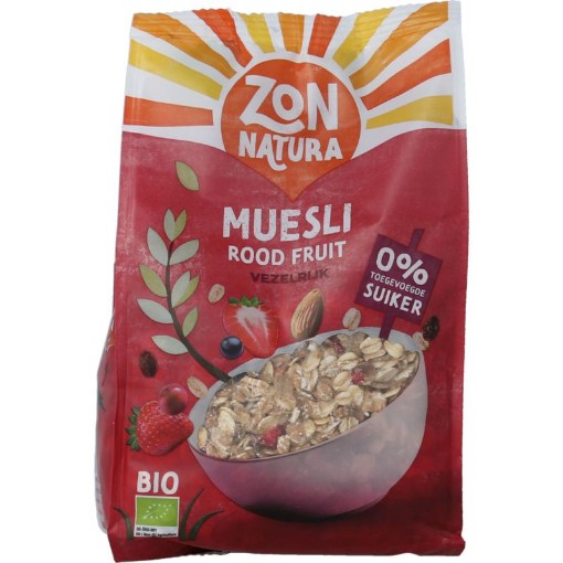 afbeelding van muesli rood fruit zon