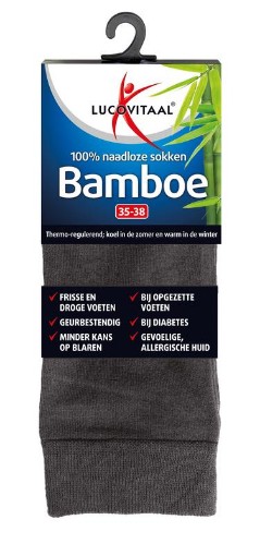 afbeelding van Bamboe sok lang antraciet 35-38
