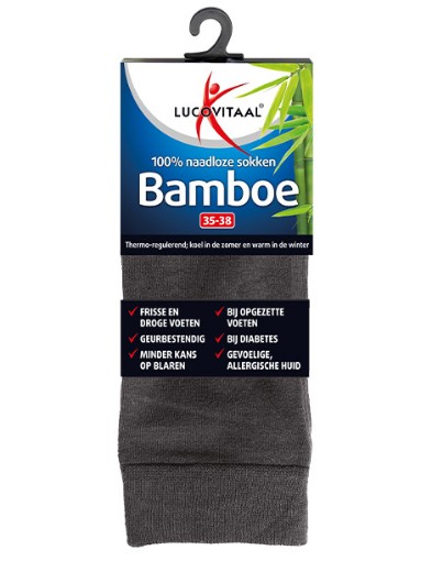 afbeelding van Bamboe sok lang antraciet 43-46