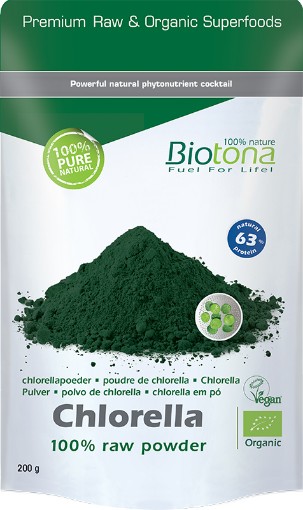 afbeelding van chlorella + spirulina raw powd