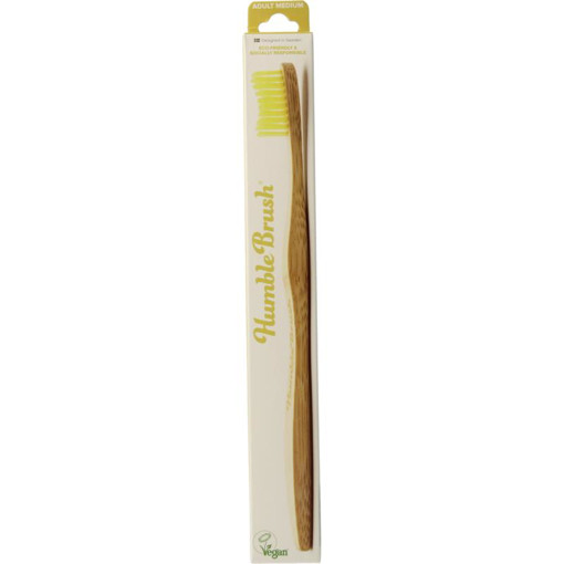 afbeelding van Tandenborstel bamboe medium geel