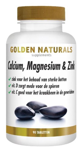 Golden Naturals Calcium, Magnesium & ZInk 90 tabletten afbeelding