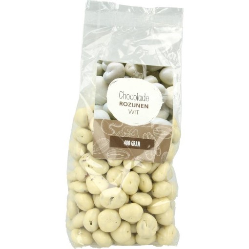afbeelding van chocolade rozijnen wit