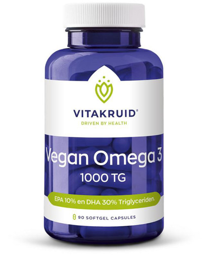 Vitakruid Vegan Omega 3 1000 Triglyceriden 300 DHA 100 EPA 90 softgels afbeelding