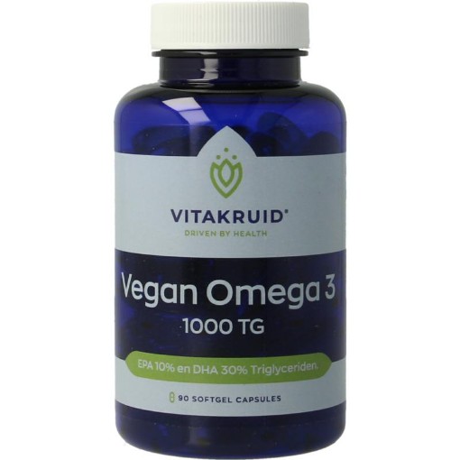 Vitakruid Vegan Omega 3 1000 Triglyceriden 300 DHA 100 EPA 90 softgels afbeelding