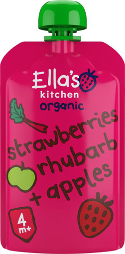 afbeelding van Strawberry rhubarb & apples 4+ maanden knijpzakje