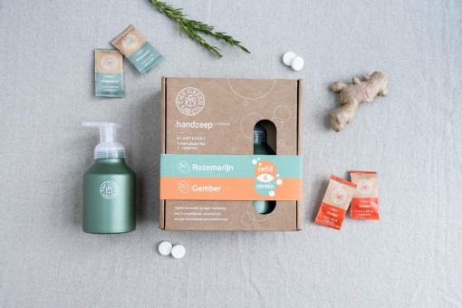 afbeelding van Handzeep premium starterset rozemarijn & gember