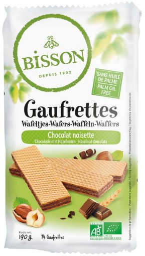 afbeelding van wafels choco hazelnoot bio