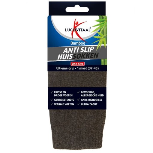 afbeelding van Bamboe huissokken anti slip one size