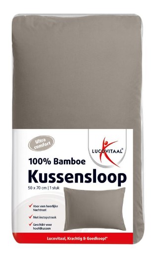 Lucovitaal Kussensloop bamboo taupe 50x70 1st