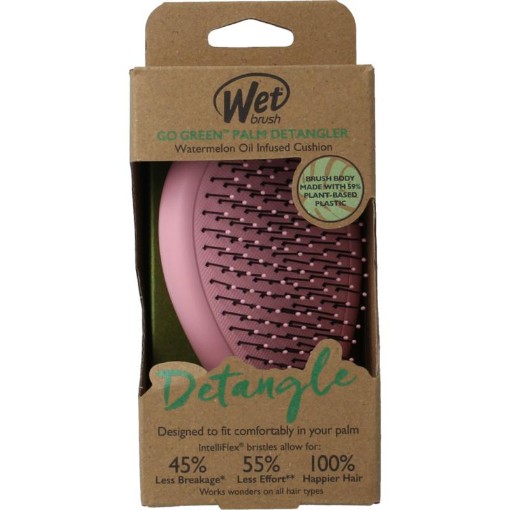 Wetbrush Go green palm detangler pink water 1st