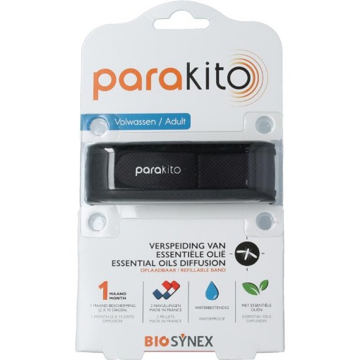 Parakito Anti mug armband volwassenen zwart 1st