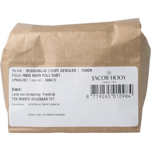 Jacob Hooy Bessenblad zwart gemalen 250g