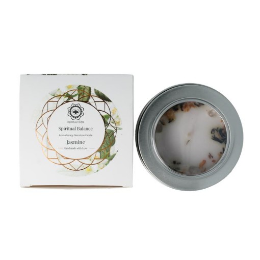 Green Tree Geurkaars edelsteen spiritueel balans jasmijn 70g