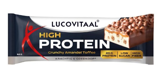 Lucovitaal Protein high reep crunchy amandel toffee 1st