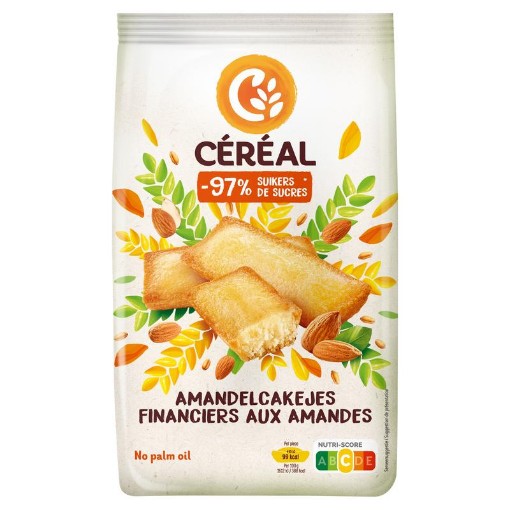 Cereal amandelcakejes minder suikers 175g
