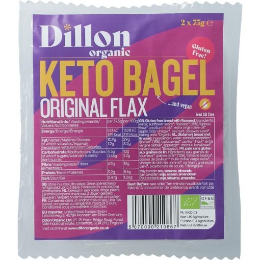Dillon Organic Bagel lijnzaad glutenvrij bio demeter 150g