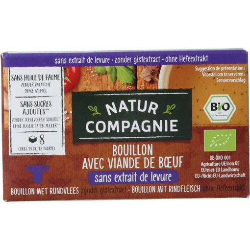 Natur Compagnie Runderbouillon gist- en suikervrij bio 8st