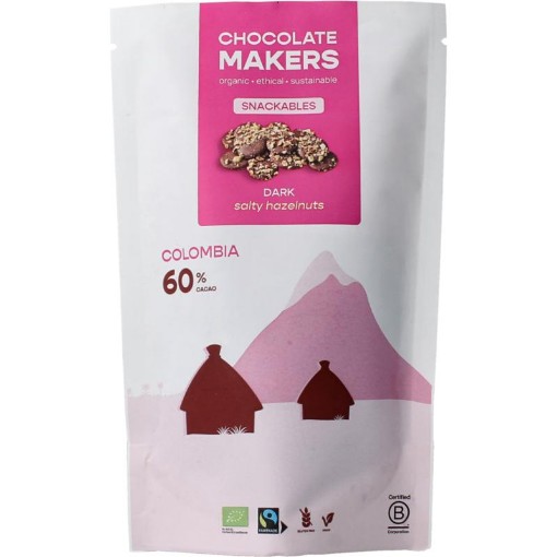 Chocolatemakers Snackable puur 60% met hazelnoot bio 100g