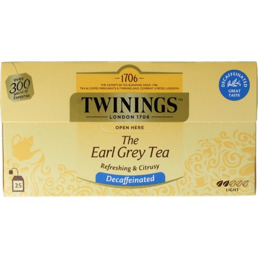 Twinings Earl grey decaf envelop zwart 25st