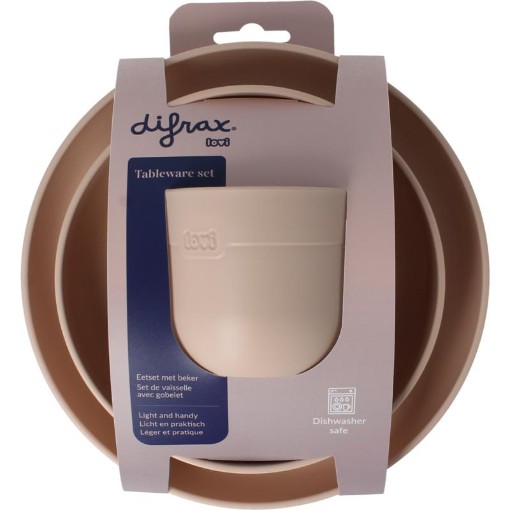 Difrax Lovi eetset met beker nude 1set