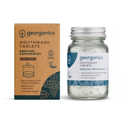 Georganics mouthwash tablets engl pepperm 180tb