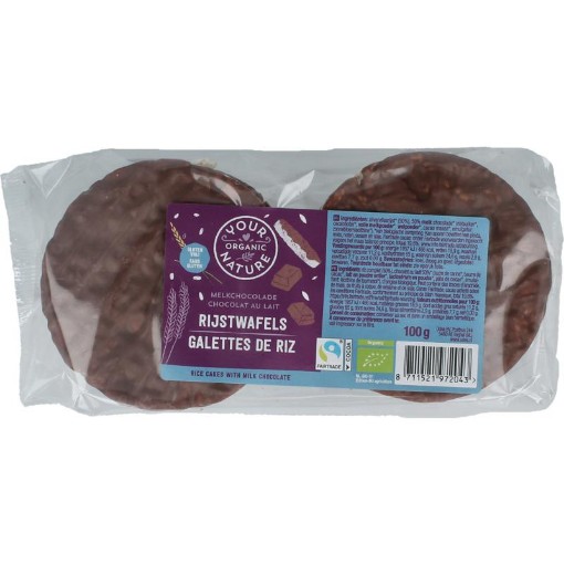 Your Organic Nat Rijswafels choco melk bio 100g