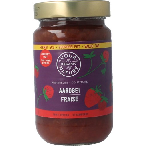 Your Organic Nat yon fruitbeleg aardbei bio 375g
