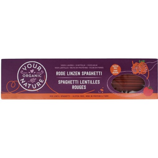 Your Organic Nat yon spaghetti rode linzen bio 250g