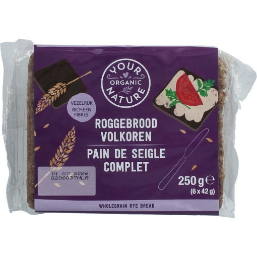 Your Organic Nat yon roggebrood volkoren bio 250g